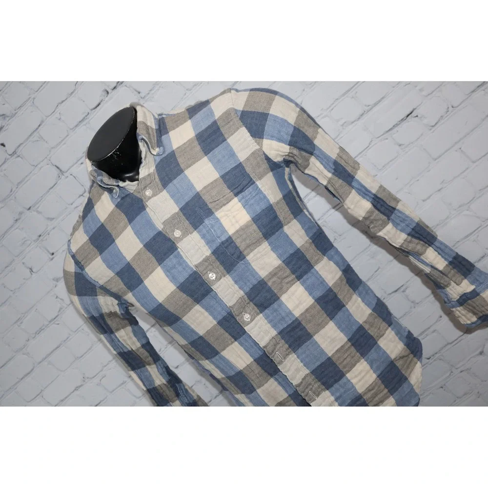 J.Crew Lined Shirt Mens Small Blue Plaid Slim Fit Long Sleeve Cotton Button Down